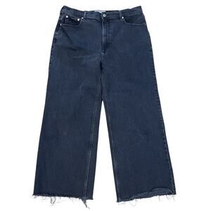 Everlane Women’s Size 33 The Way High Sailor Jeans Raw Hem Black Organic Cotton